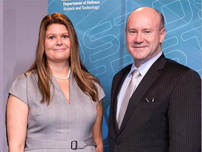 Dr Lauren Wilson with Australia's Secretary of Defence Mr Greg Moriarty. Dr Lauren Wilson with Australia's Secretary of Defence Mr Greg Moriarty.