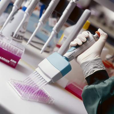 The consortium will coordinate scientific research in developing medical responses across the defence, national security and public health sectors. A photograph of a hand using a multi-channel pipette.